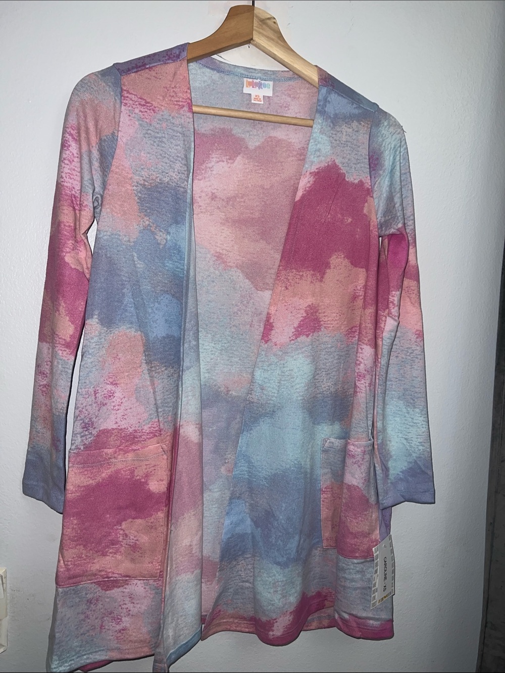 LuLaRoe Caroline XS Pastel Tie-Dye Cardigan - Pink Blue Lavender